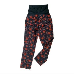 LOFT Maternity Slim Fall Floral Pants Fresh Navy